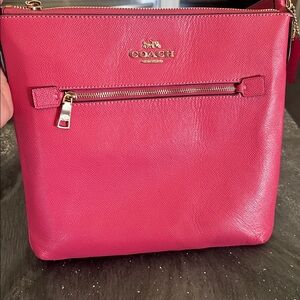 COACH C1156 Rowan File Crossbody Bag In Strawberry Haze Crossgrain Leather